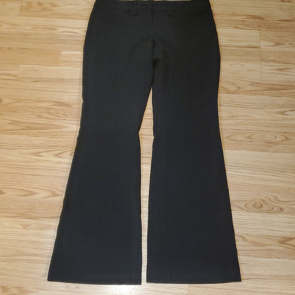 The Limited Black Pinstripe Drew Fit Trousers Flare Leg Size 2 EUC